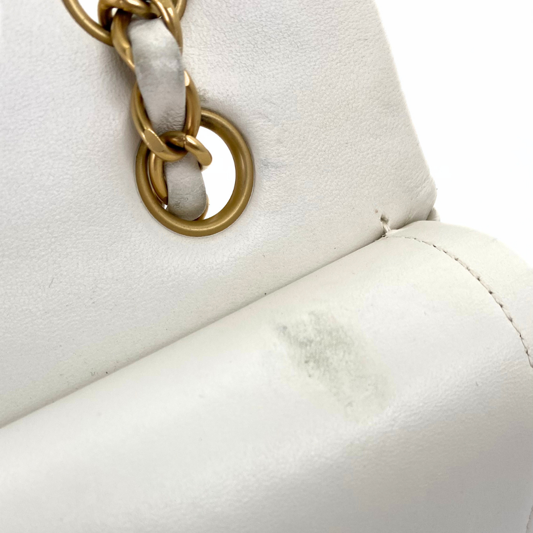 Sunwoo, 6 Series Medium Classic Flap White Lambskin wtih seal and card