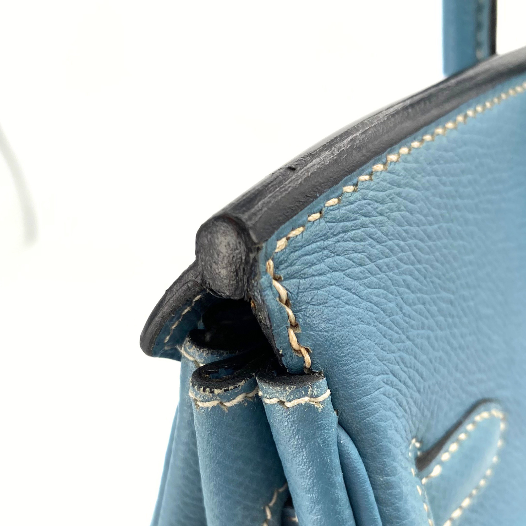 Romilly, 2006 Birkin 25 Blue Jean Veau Epsom Palladium Hardware with stamp □J