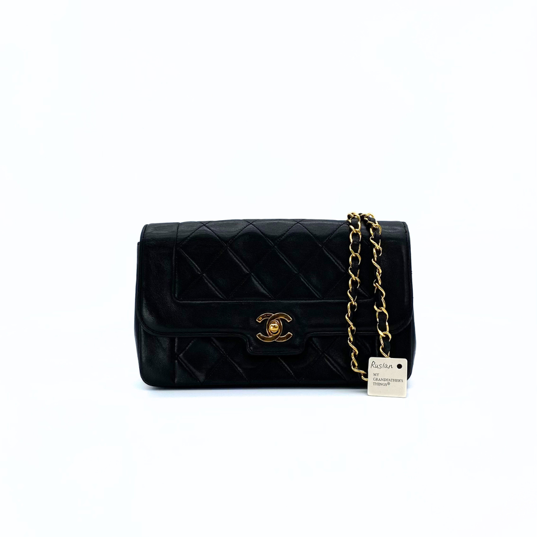 Ruslan, 1 Series Small Tab Border Black Lambskin with seal and card