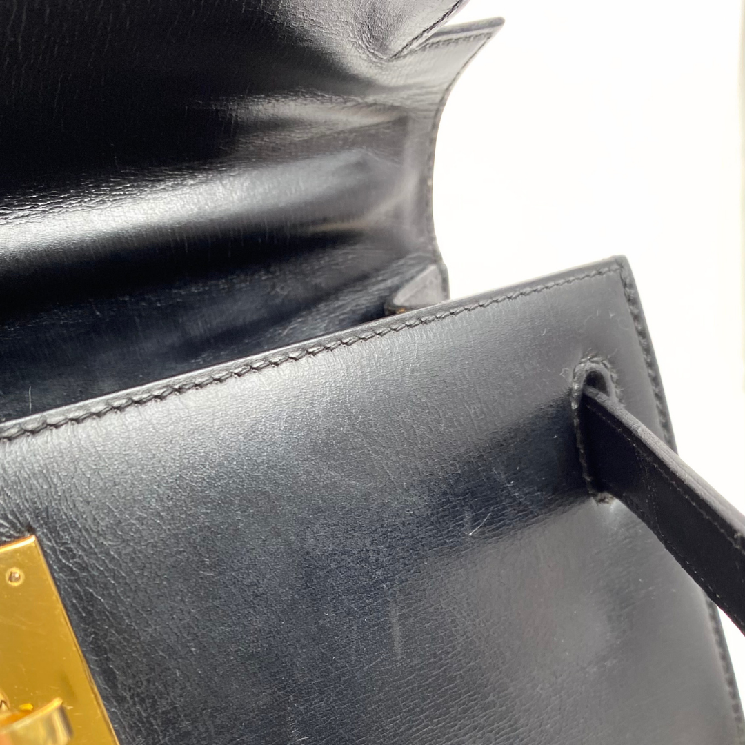 Riko, 1978 Kelly 28 Sellier Black Box Gold Hardware with stamp 〇H