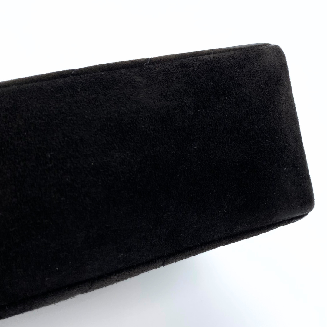 Jiho, 1 Series Medium Classic Flap Chevron Black Suede with seal and card
