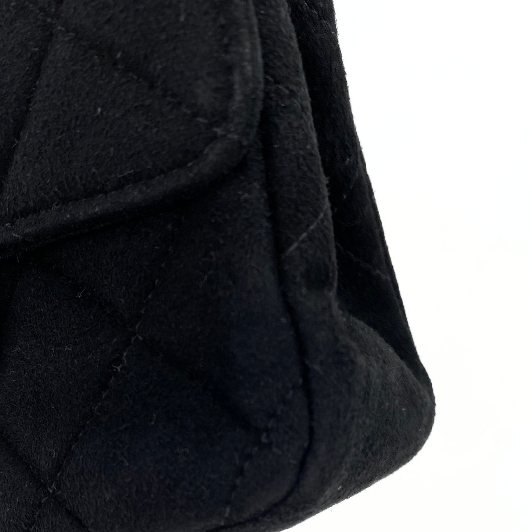 Yukina, 7 Series Mini Matelasse Black Suede Gold Hardware with seal only