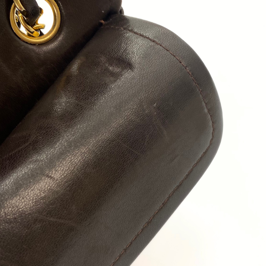 Leandro, 1 Series Small Classic Flap Brown Lambskin with seal only