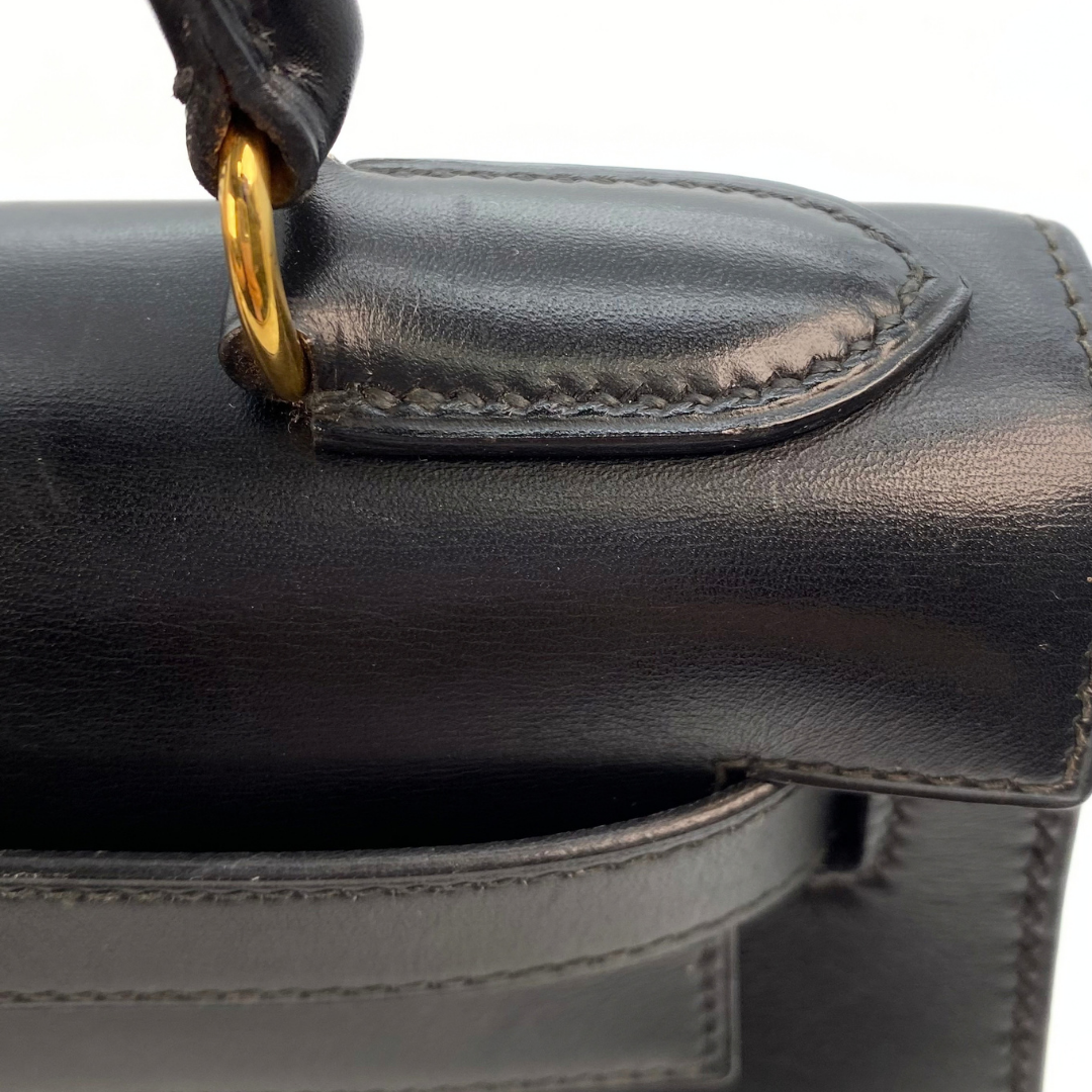 Chisato, 1991 Kelly 28 Sellier Black Boxcalf with stamp 〇U