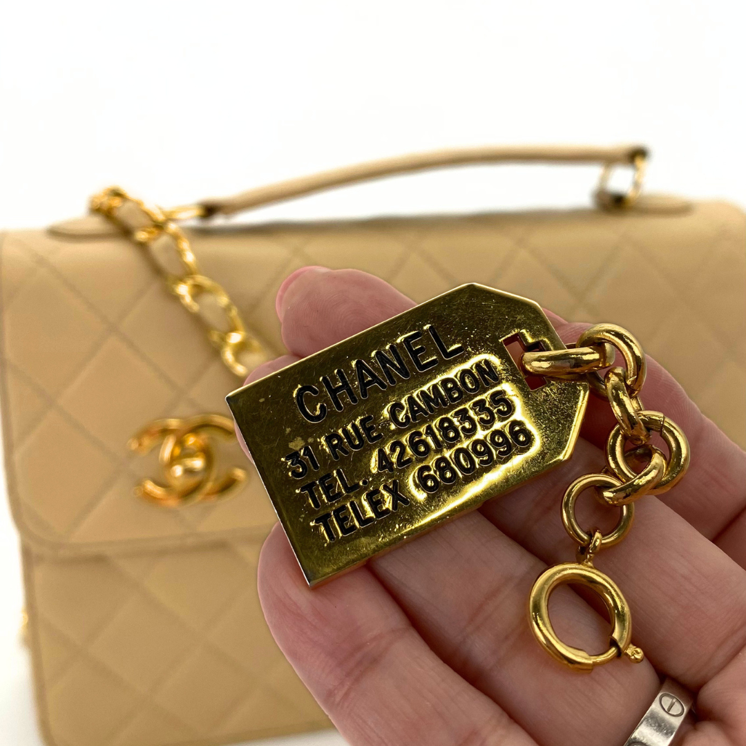 Yejun, 1 Series Double Turn Lock Beige Lambskin with seal and card
