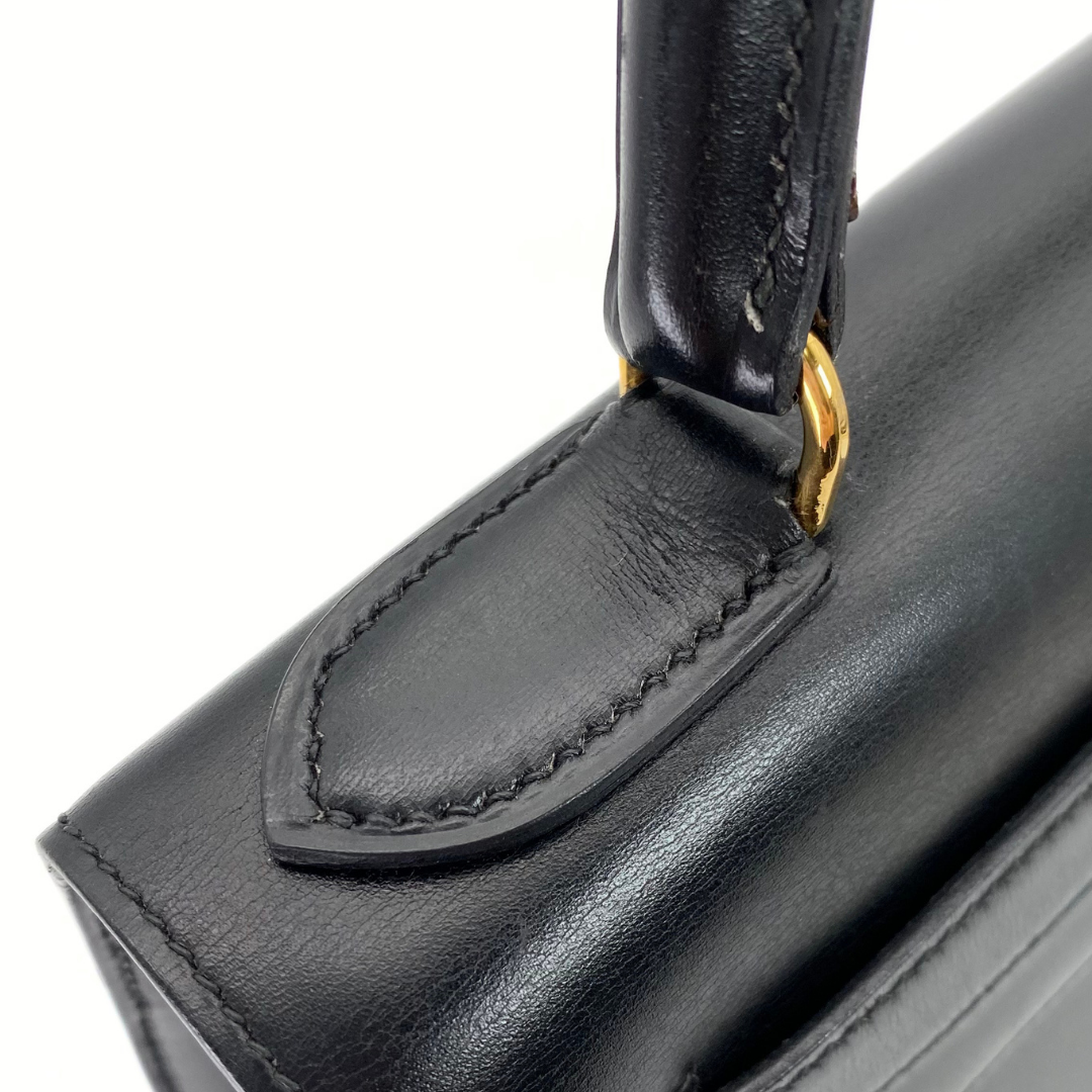 Riko, 1978 Kelly 28 Sellier Black Box Gold Hardware with stamp 〇H