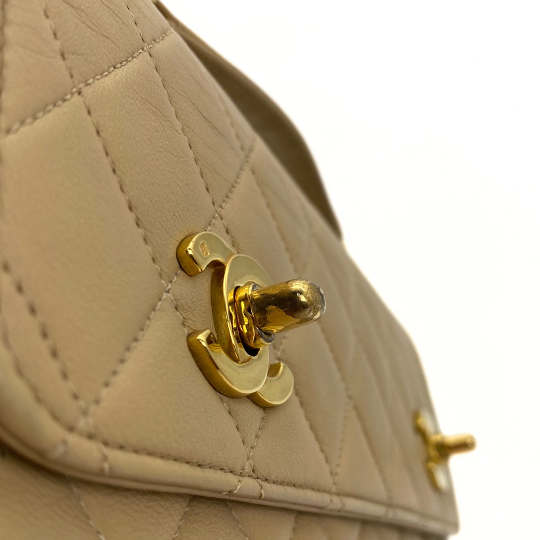 Yejun, 1 Series Double Turn Lock Beige Lambskin with seal and card