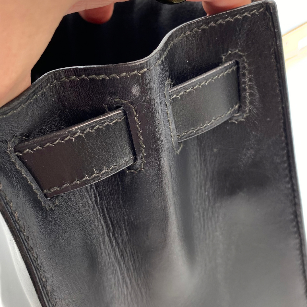 Chisato, 1991 Kelly 28 Sellier Black Boxcalf with stamp 〇U