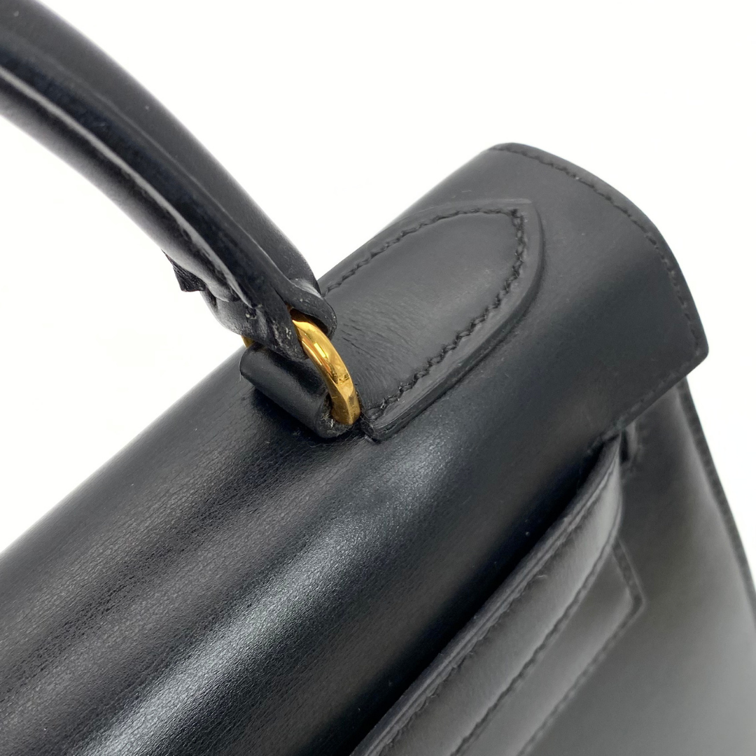 Riko, 1978 Kelly 28 Sellier Black Box Gold Hardware with stamp 〇H