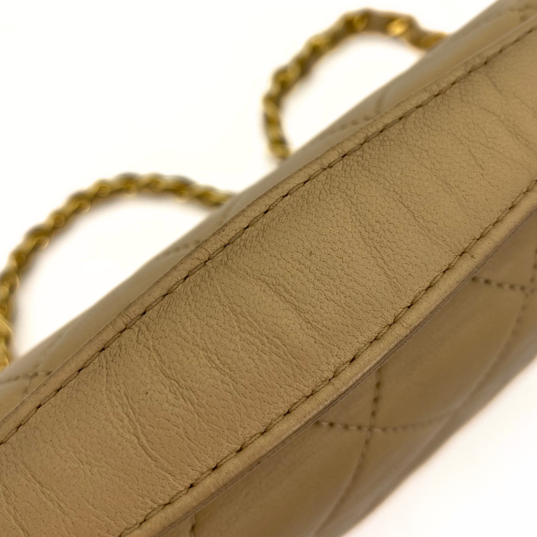 Yejun, 1 Series Double Turn Lock Beige Lambskin with seal and card