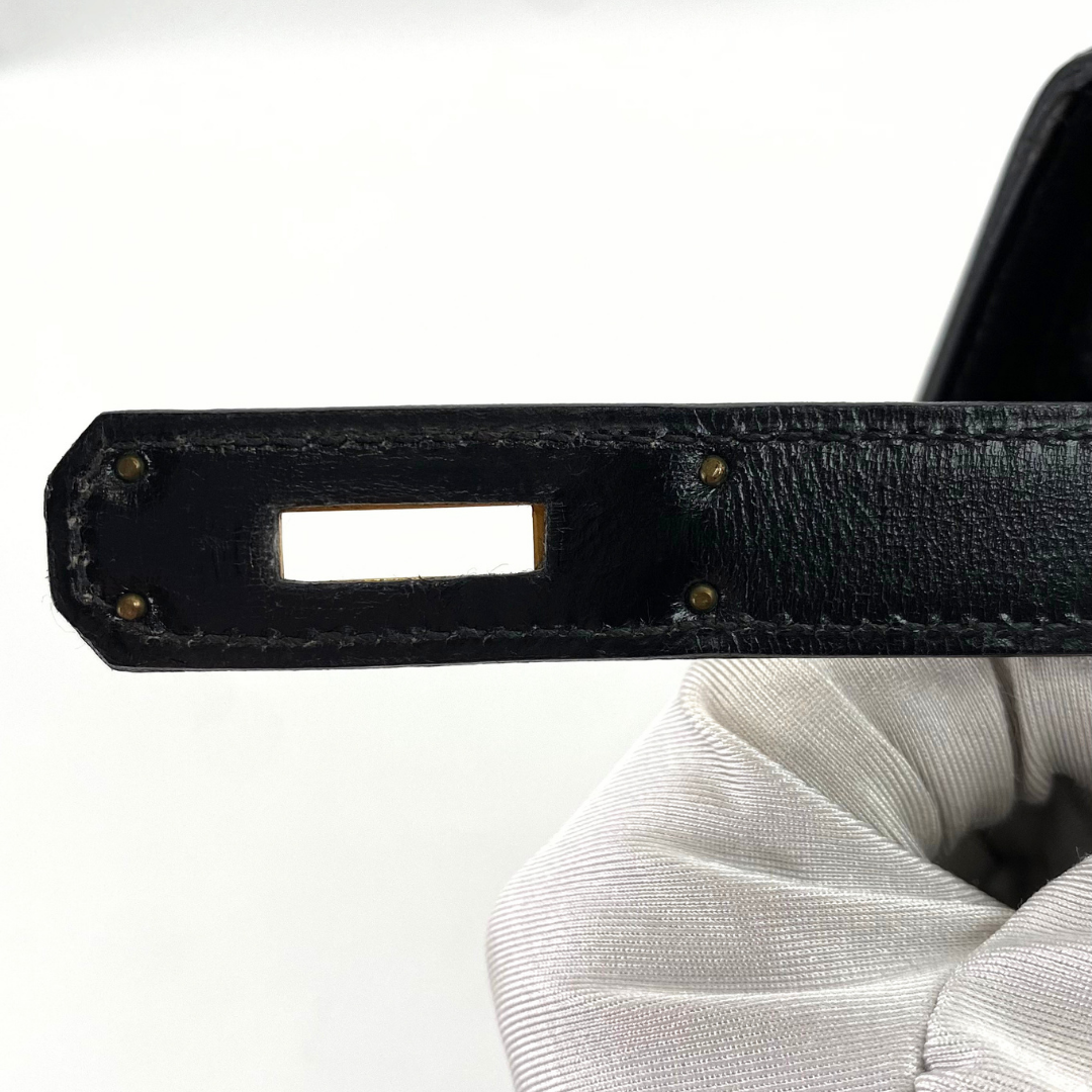 Riko, 1978 Kelly 28 Sellier Black Box Gold Hardware with stamp 〇H