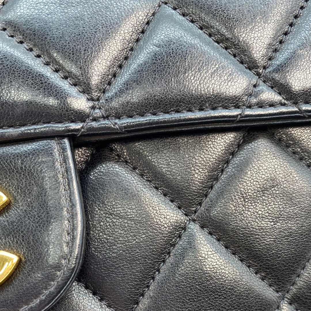 Eito, 4 Series Medium Single Flap Black Lambskin with seal and card