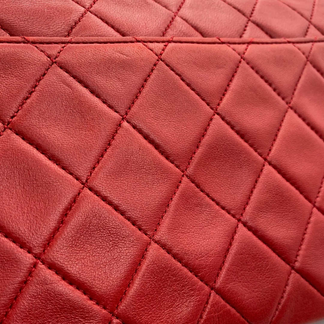 Hiroki, 1 Series Red Lambskin Horizon Flap Gold Hardware with seal only