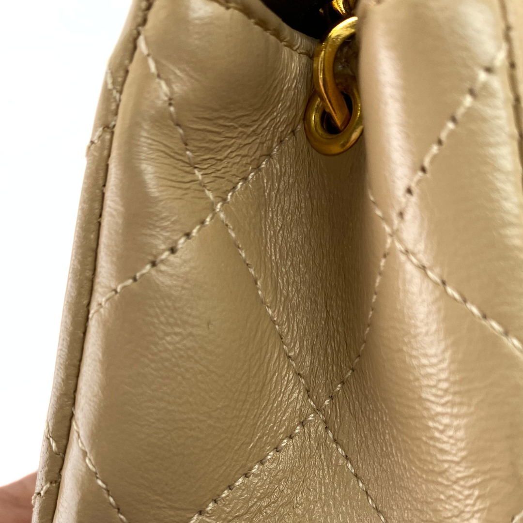 Misaki, 1 Series Mini Full Flap Beige Lambskin with seal and card