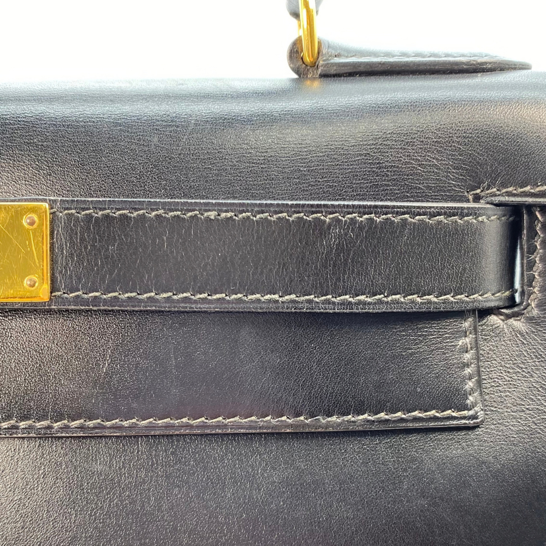 Chisato, 1991 Kelly 28 Sellier Black Boxcalf with stamp 〇U
