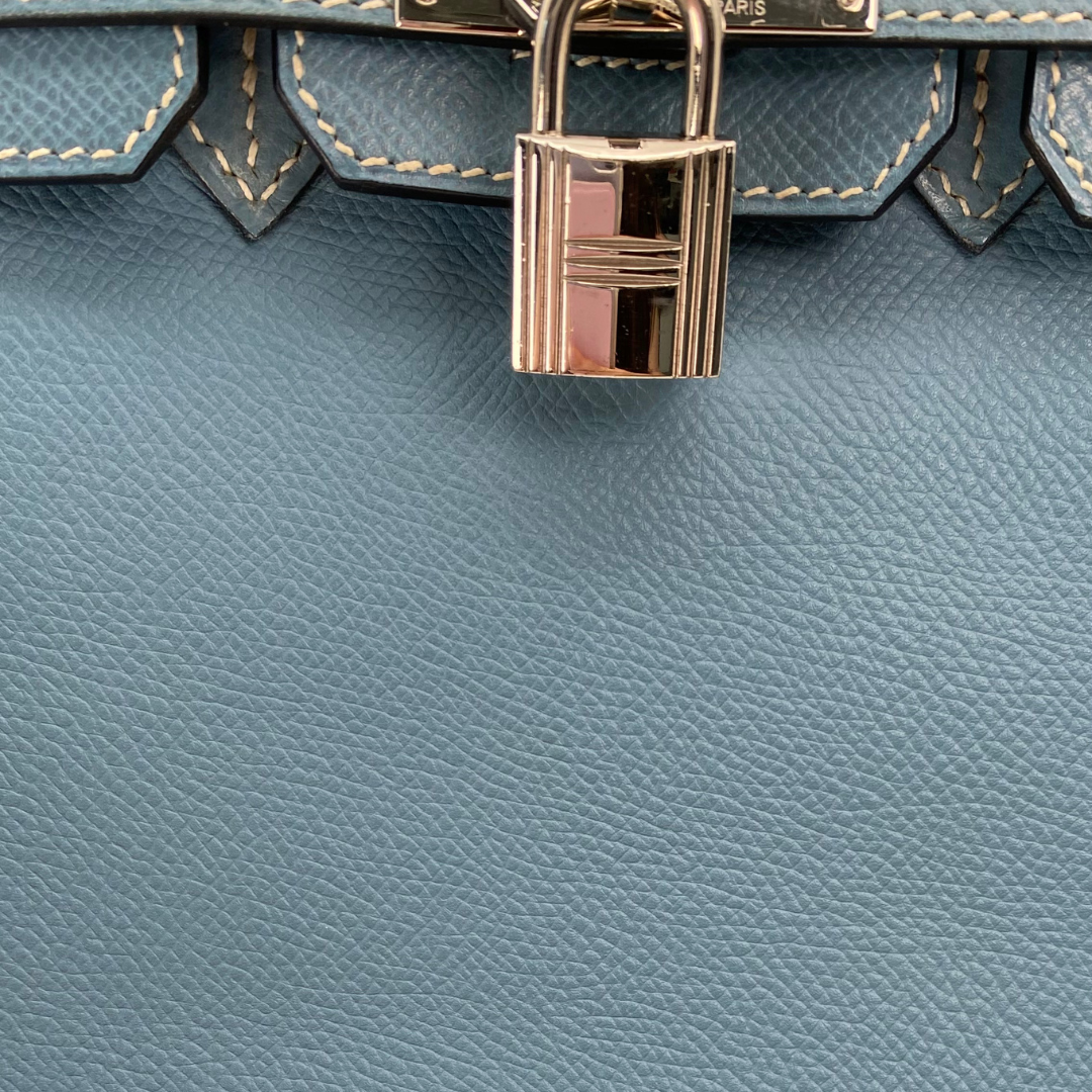 Romilly, 2006 Birkin 25 Blue Jean Veau Epsom Palladium Hardware with stamp □J