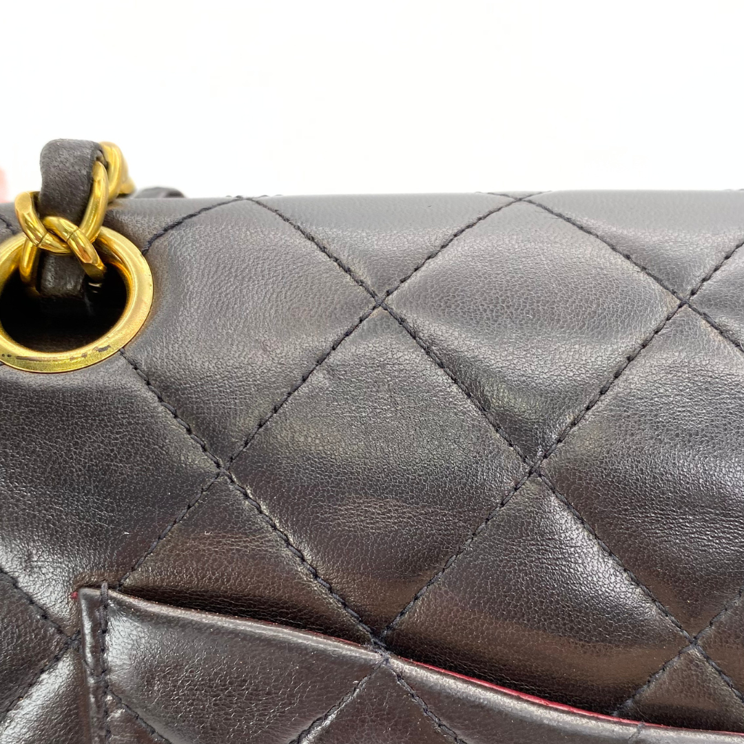 Subaru, 3 Series Medium Classic Flap Black Lambskin with seal and card