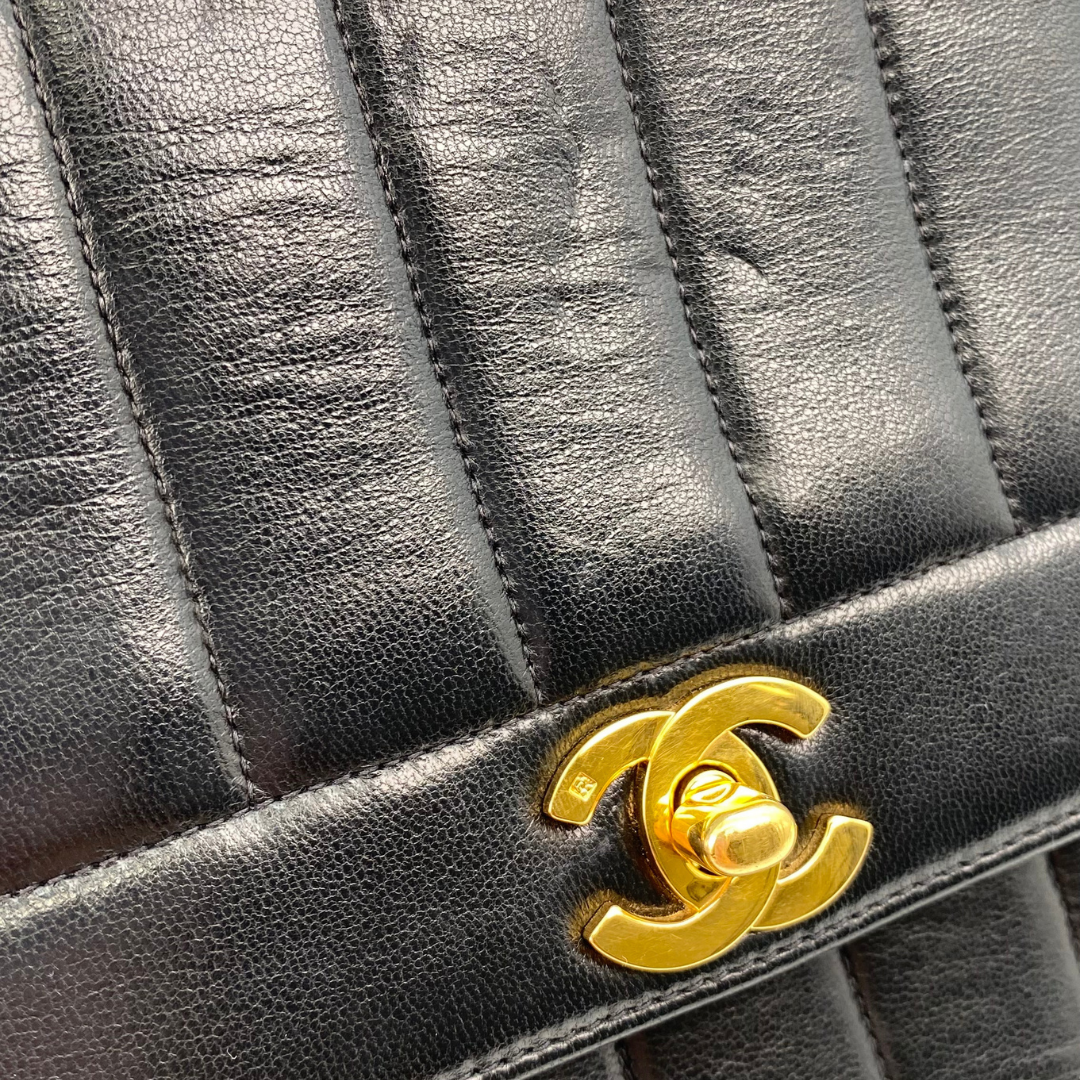 Tyra, 2 Series Mademoiselle Lambskin Small Black with seal and card