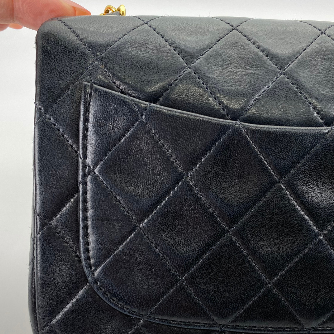Genji, 2 Series Mini Square 17 Black Lambskin with seal and card
