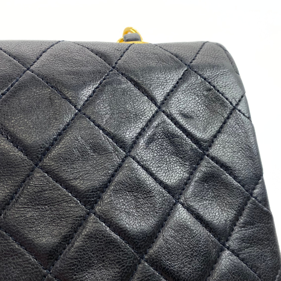 Wakana, 1 Series Matelasse Mini Black Lambskinw with seal and card
