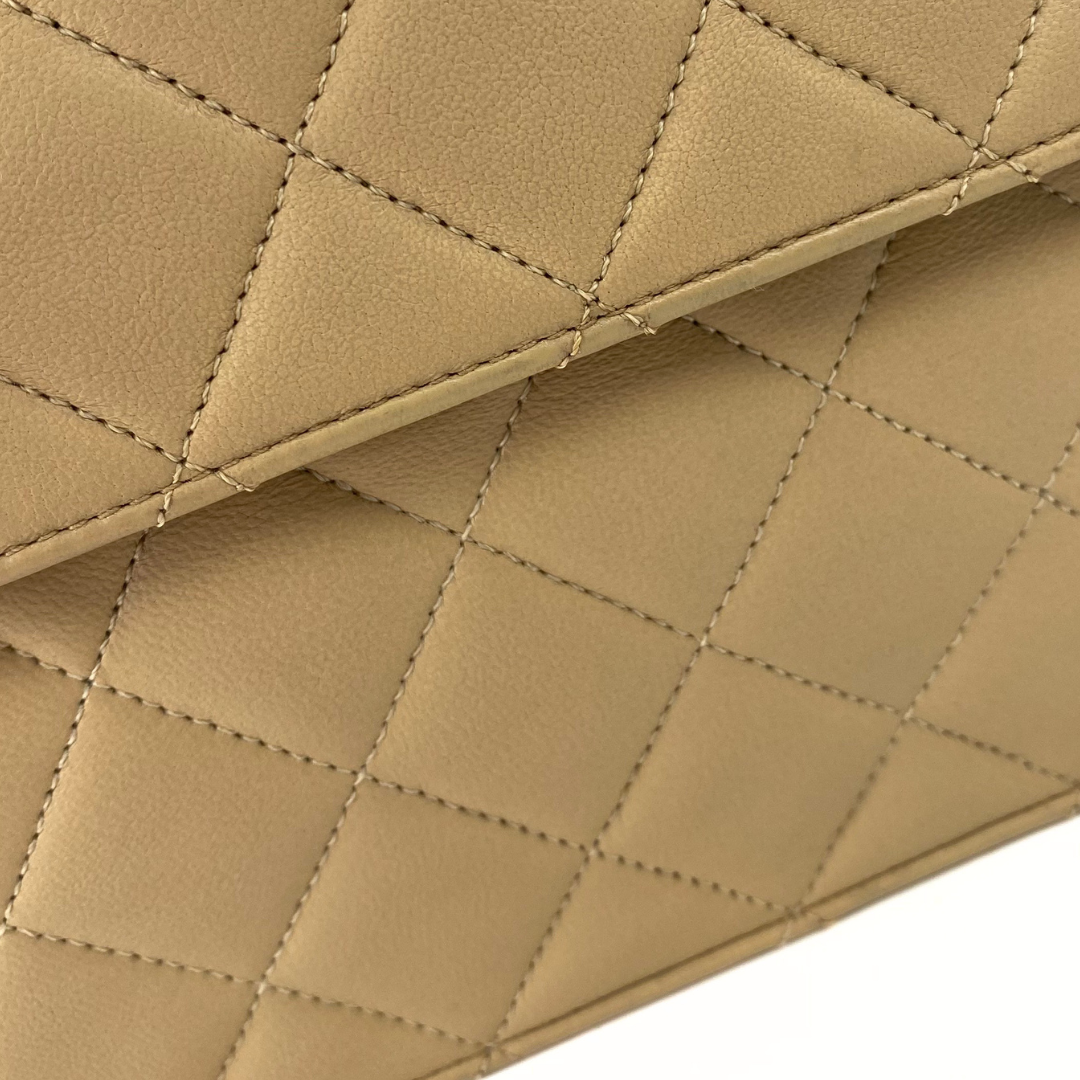 Yejun, 1 Series Double Turn Lock Beige Lambskin with seal and card