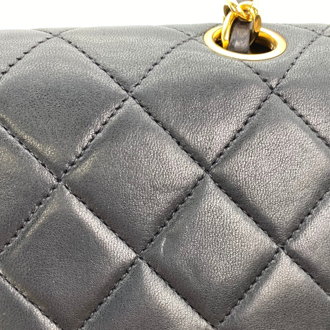 Gleb, 2 Series Small Classic Flap Black Lambskin with seal and card