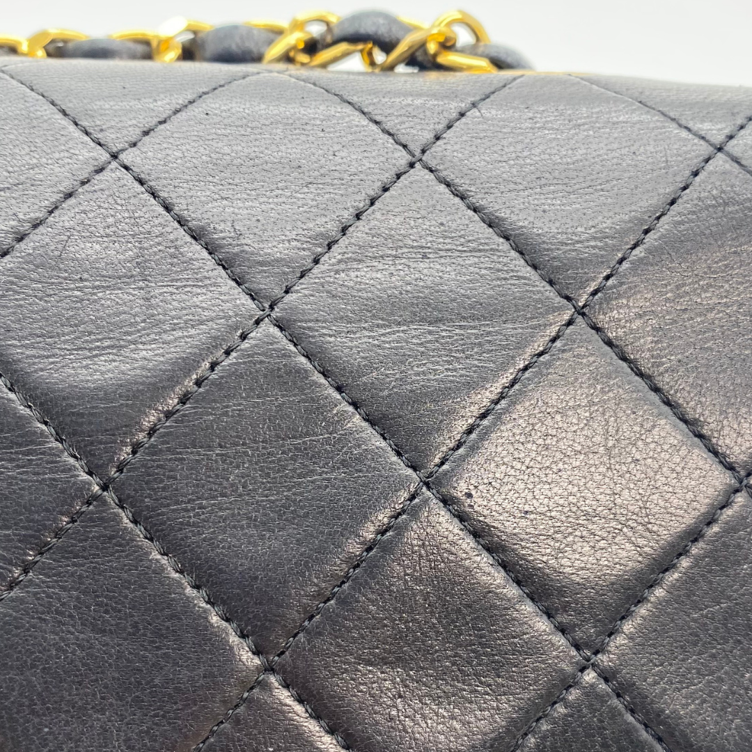 Evadne, 1 Series Small Full Flap Black Lambskin with seal and card