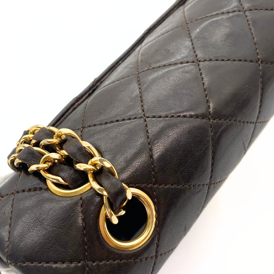 Leandro, 1 Series Small Classic Flap Brown Lambskin with seal only