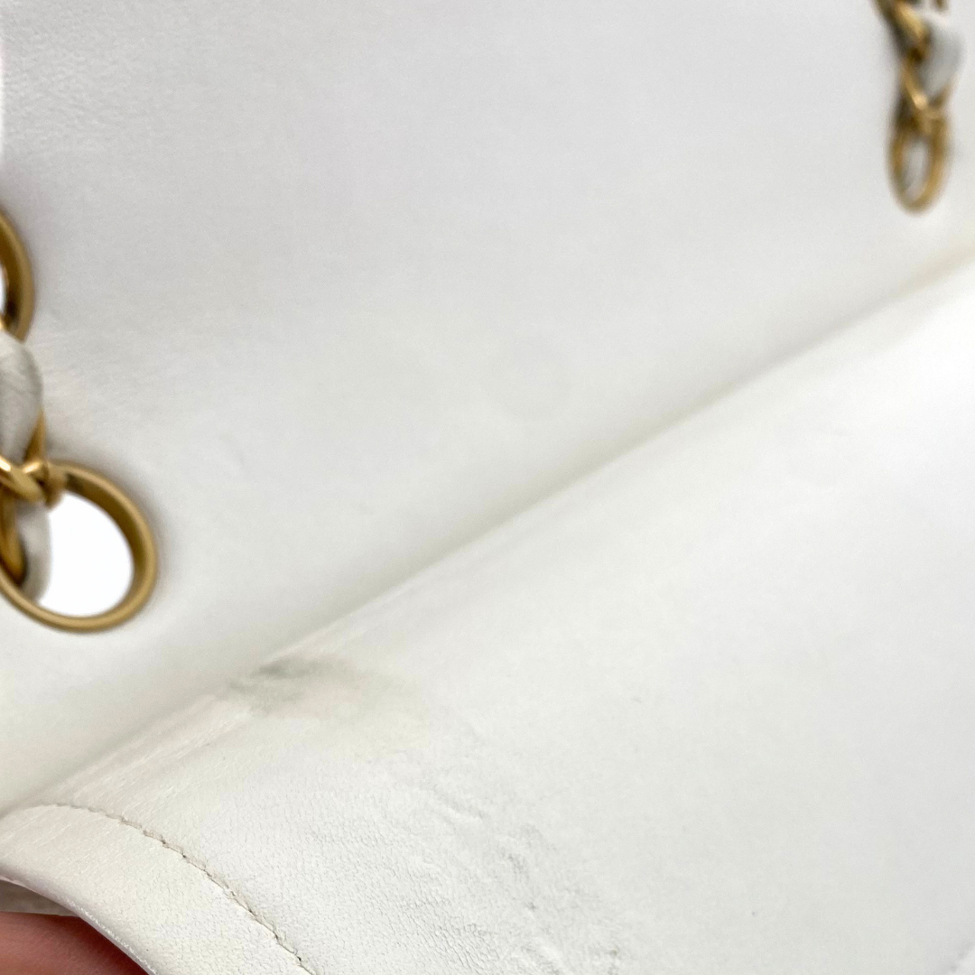 Sunwoo, 6 Series Medium Classic Flap White Lambskin wtih seal and card