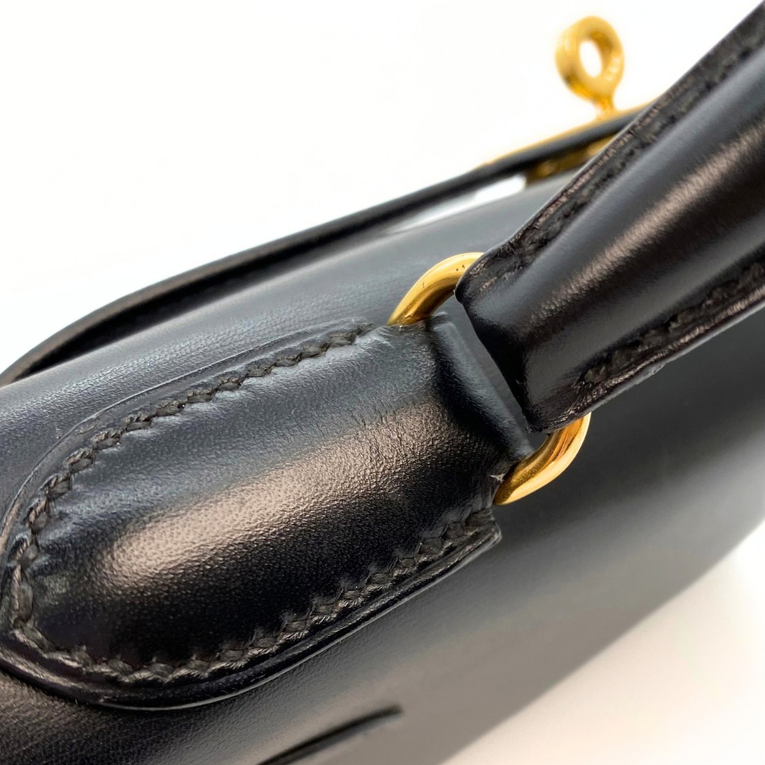 Chisato, 1991 Kelly 28 Sellier Black Boxcalf with stamp 〇U
