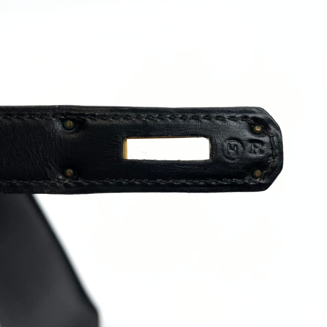 Riko, 1978 Kelly 28 Sellier Black Box Gold Hardware with stamp 〇H