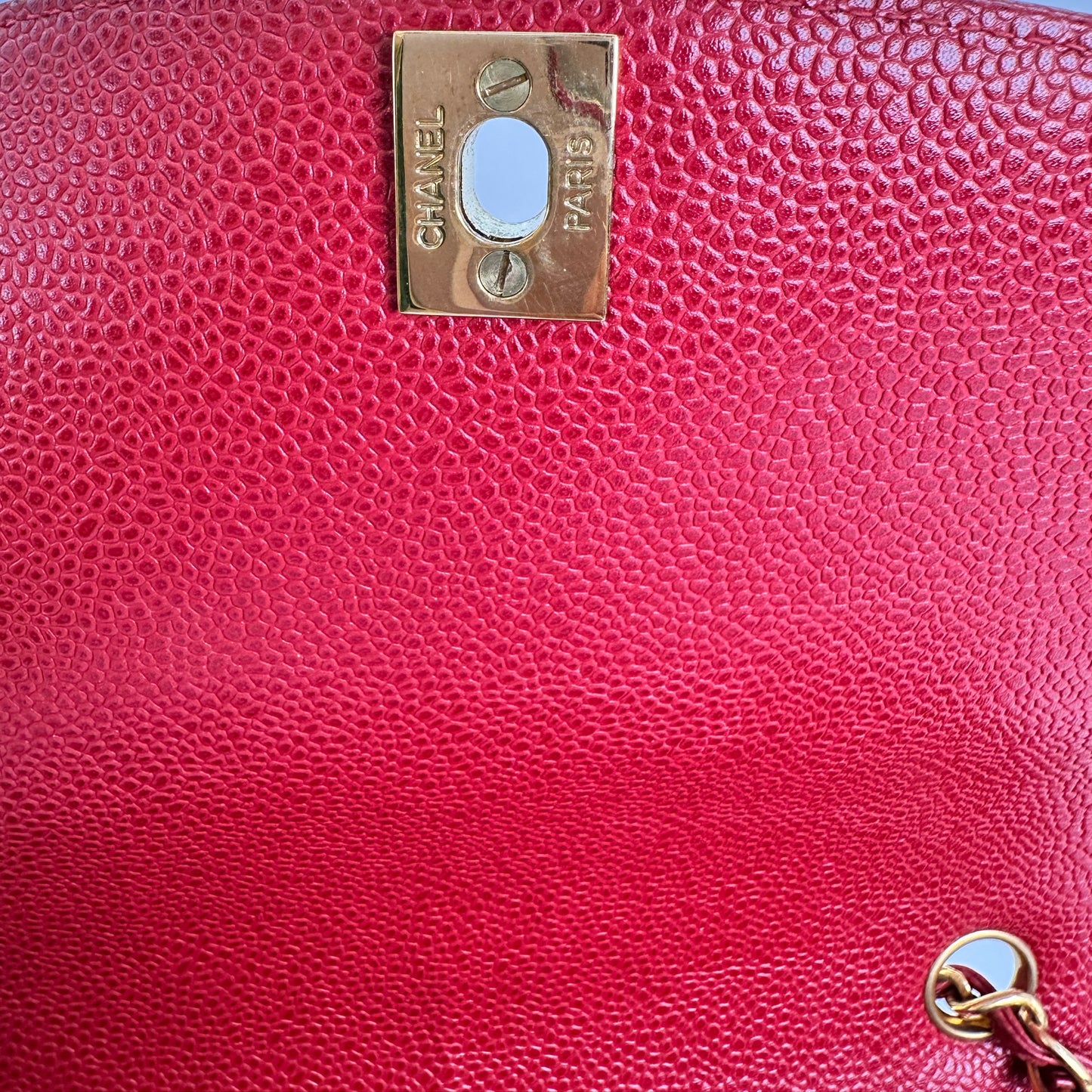 Etsuko, Vintage Authentic Chanel 3 series medium red caviar diana with serial and card