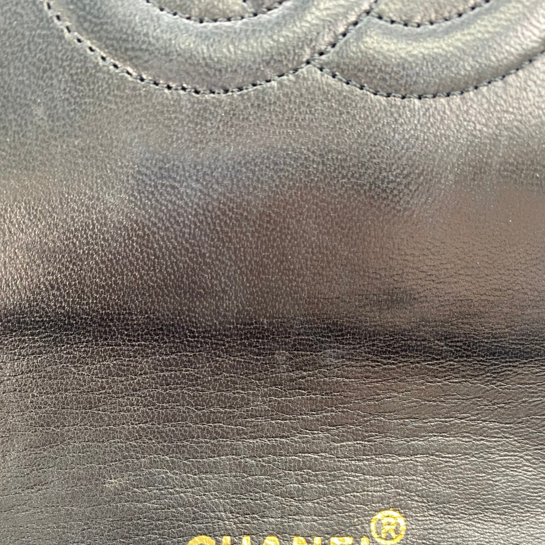 Evadne, 1 Series Small Full Flap Black Lambskin with seal and card