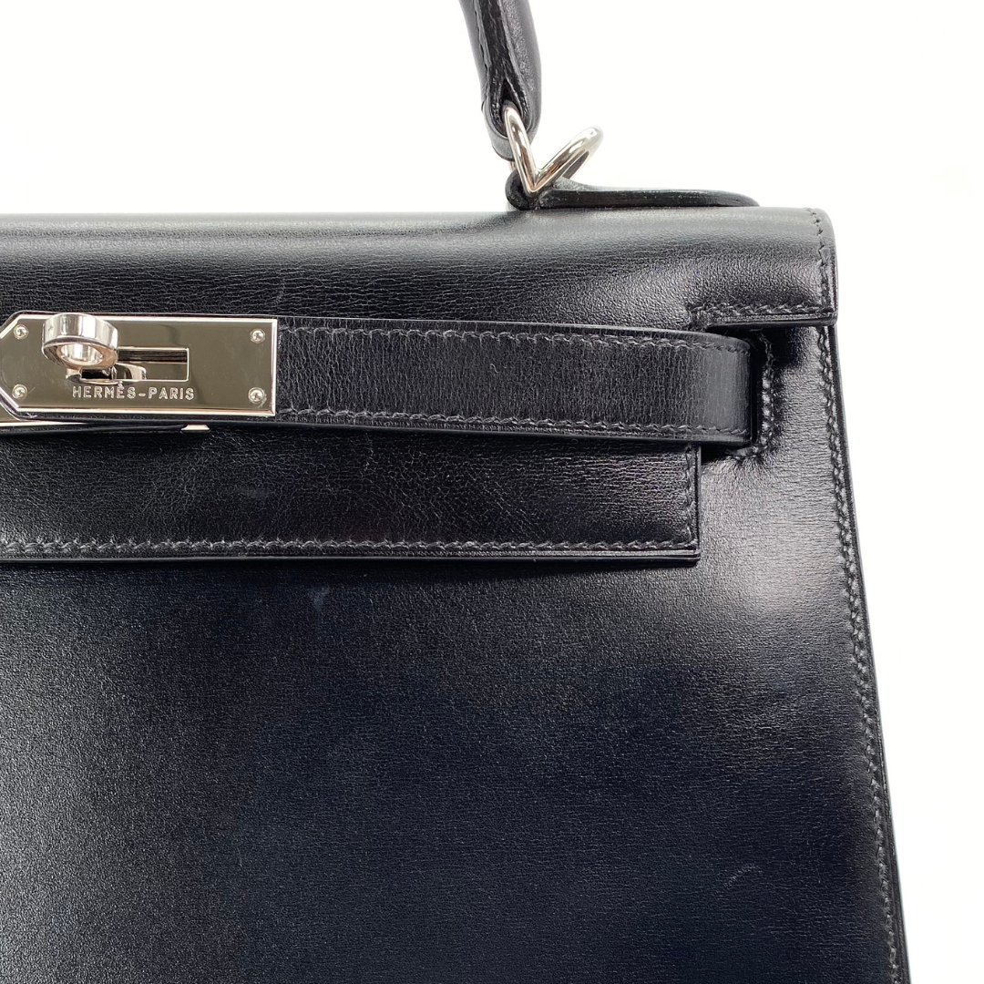Lumen, 2002 Kelly 28 Sellier Black Boxcalf with stamp □F