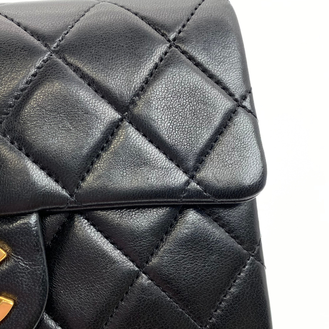 Tsubaki, 1 Series Mini Square 17cm Black Lambskin with seal and card