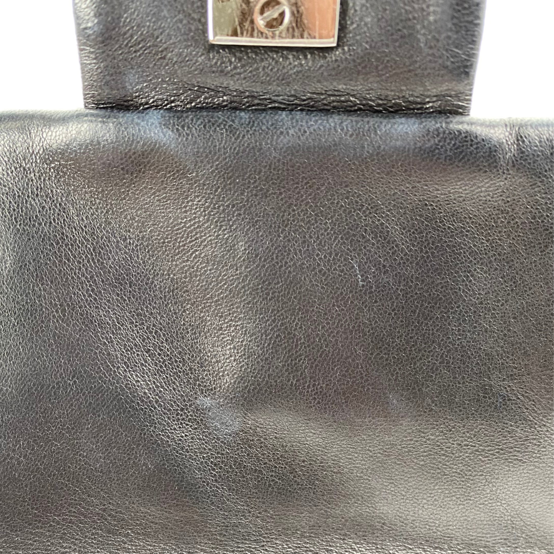 Ruelle, 10 Series Camellia Icon Motif Black Lambskin with seal only