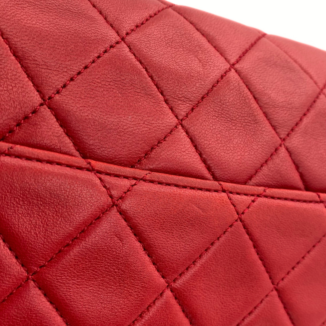 Hiroki, 1 Series Red Lambskin Horizon Flap Gold Hardware with seal only