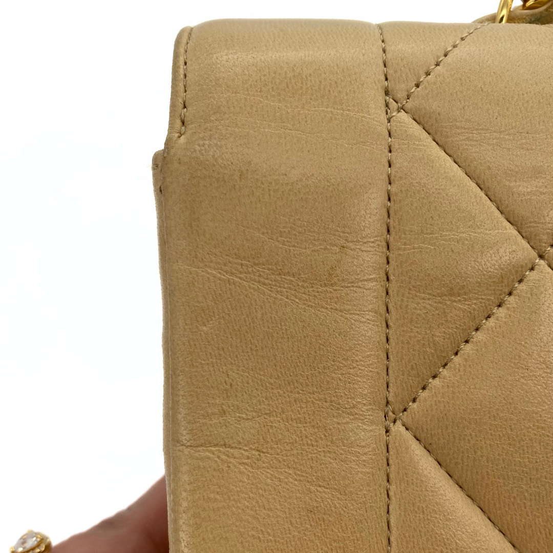 Omara, 2 Series Small Diana Beige Lambskin with seal and card