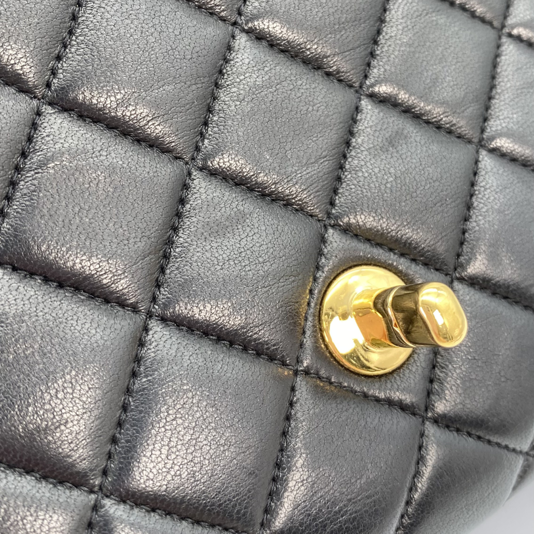Cashel, 3 Series Matelasse 25 Backpack Black Lambskin with seal and card