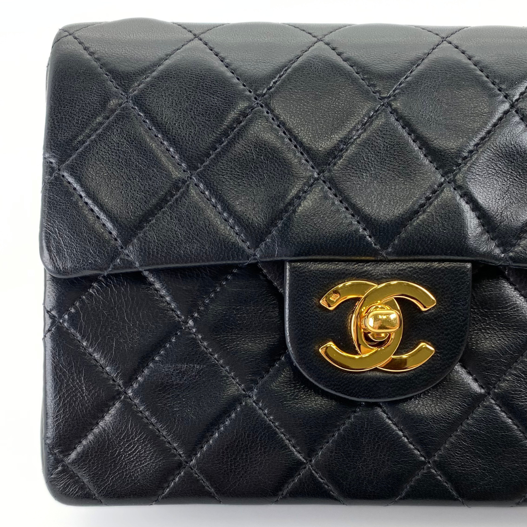 Genji, 2 Series Mini Square 17 Black Lambskin with seal and card