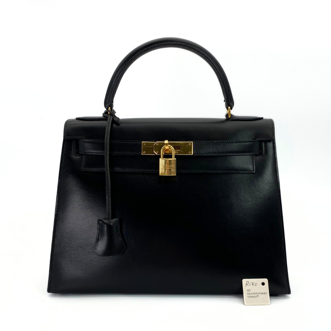 Riko, 1978 Kelly 28 Sellier Black Box Gold Hardware with stamp 〇H