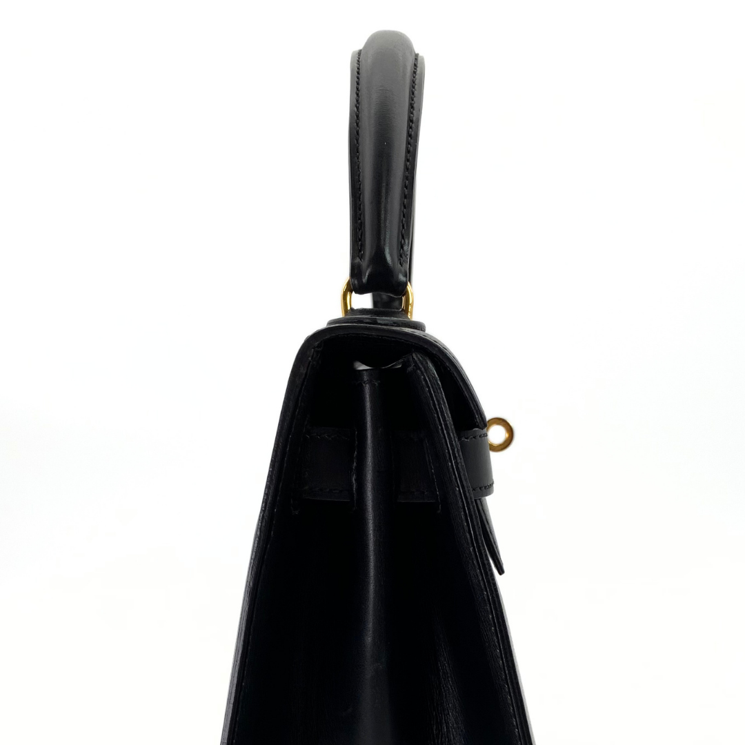 Riko, 1978 Kelly 28 Sellier Black Box Gold Hardware with stamp 〇H