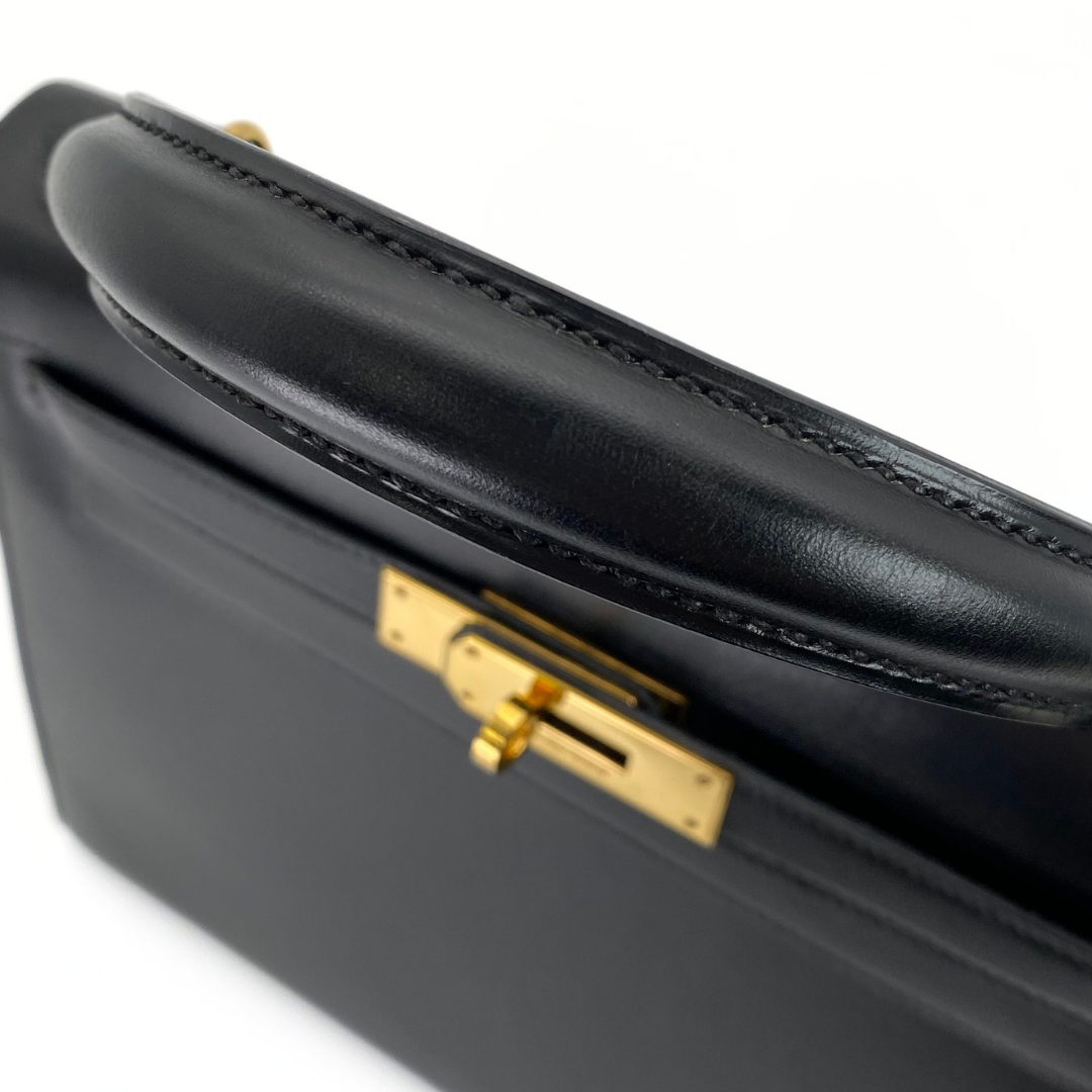 Riko, 1978 Kelly 28 Sellier Black Box Gold Hardware with stamp 〇H