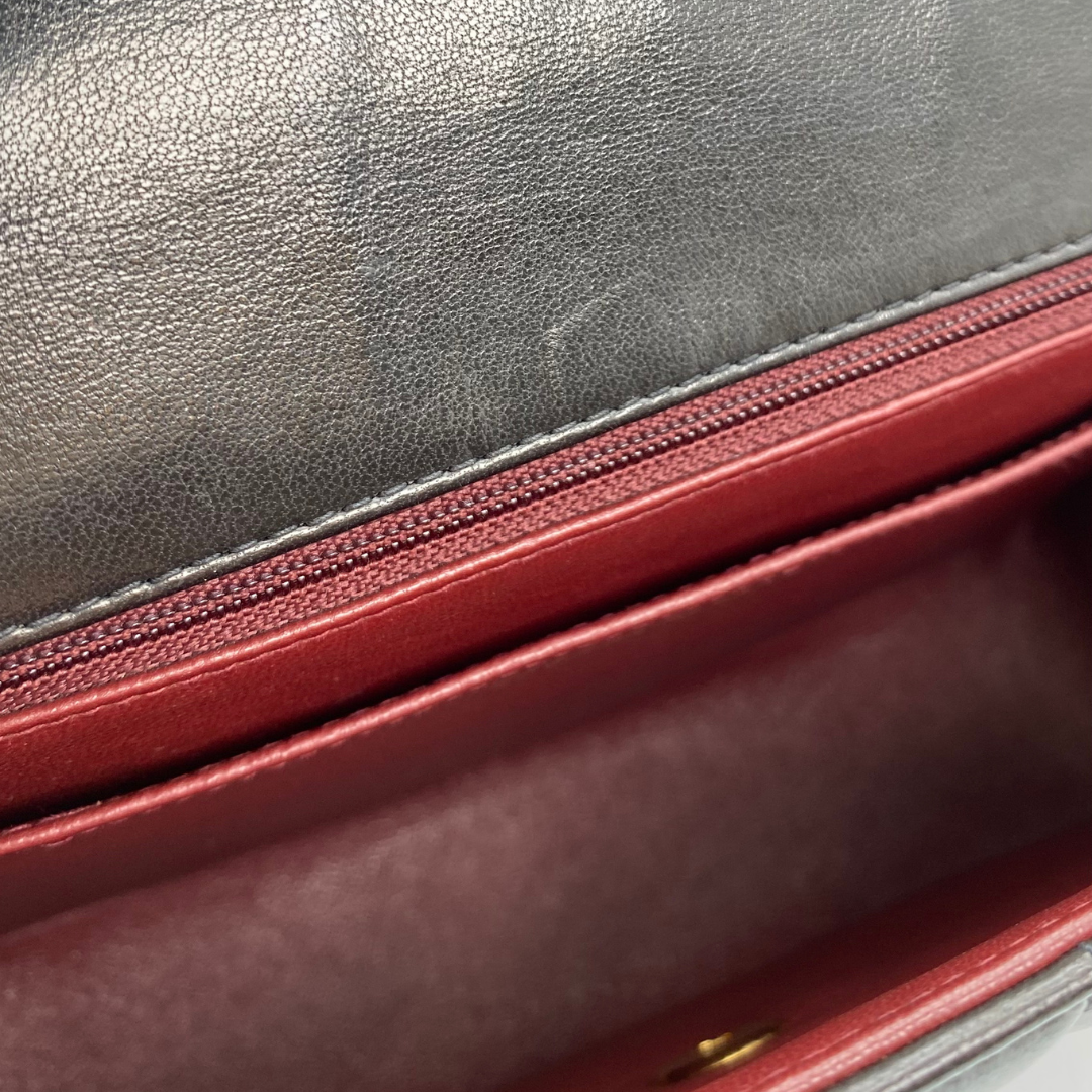 Eunho, 2 Series Single Flap Chevron Black Lambskin with seal and card