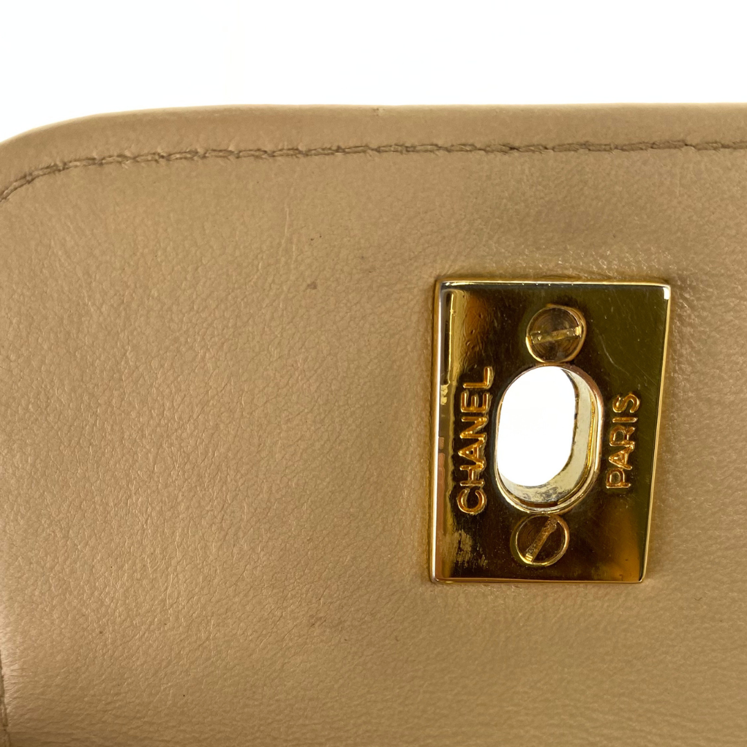 Yejun, 1 Series Double Turn Lock Beige Lambskin with seal and card