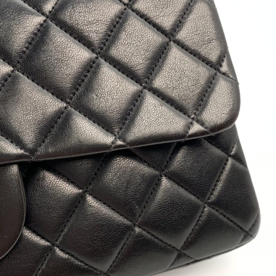 Cashel, 3 Series Matelasse 25 Backpack Black Lambskin with seal and card