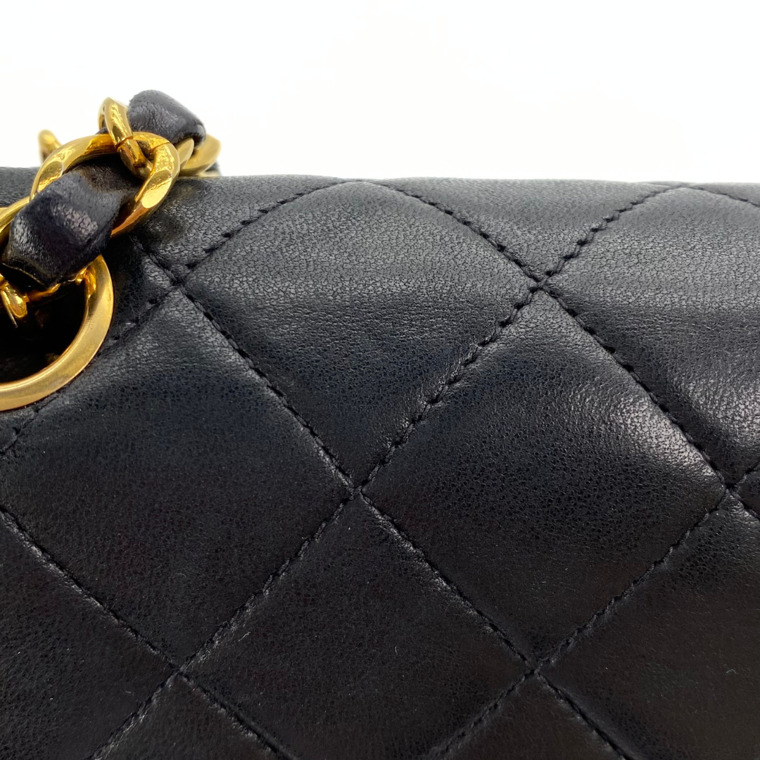 Gleb, 2 Series Small Classic Flap Black Lambskin with seal and card
