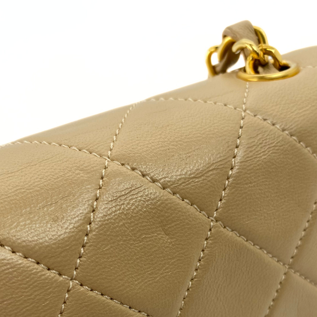 Misaki, 1 Series Mini Full Flap Beige Lambskin with seal and card
