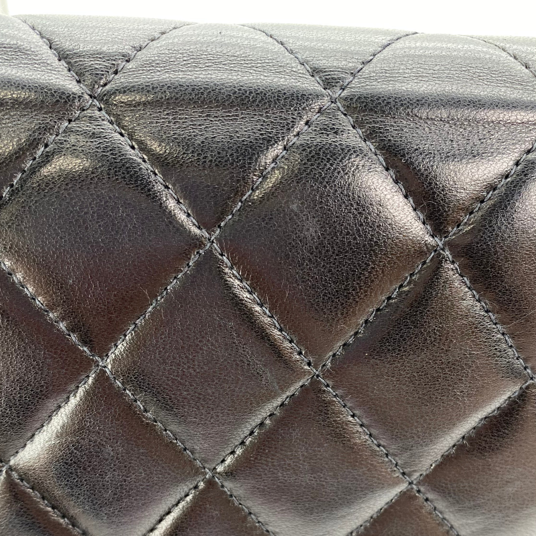Boris, 6 Series Small Full Flap Black Lambskin with seal and card