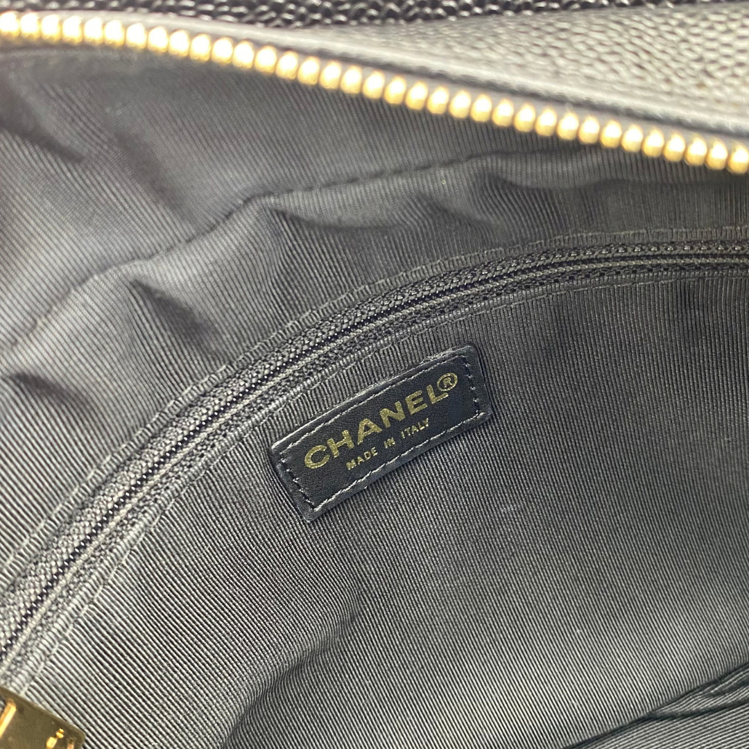 Orion, 7 Series Tote Black Caviar Gold Hardware with seal and card